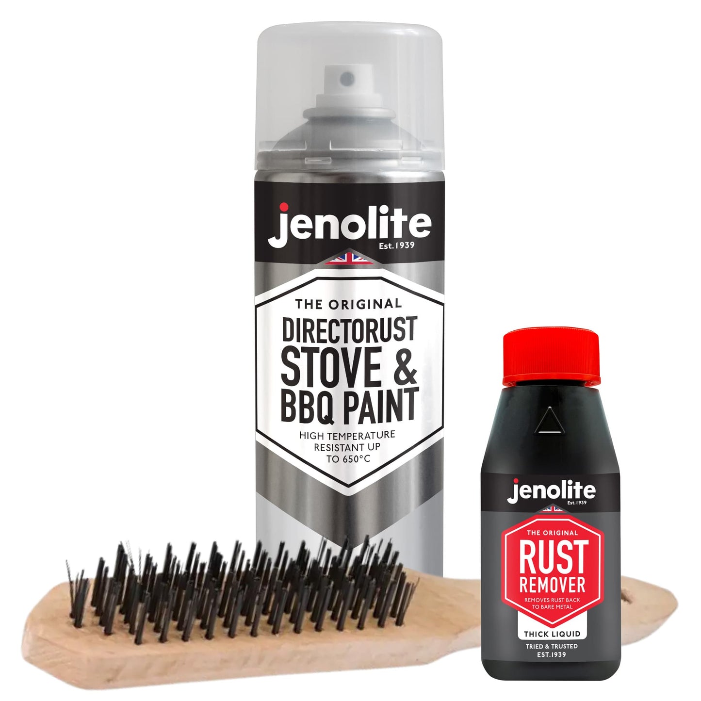 BBQ Restore Kit: Rust Remover, Wire Brush, BBQ Spray Paint
