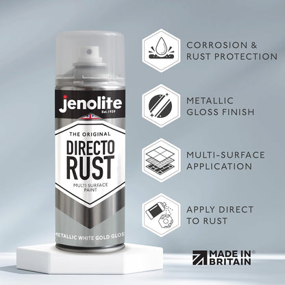 DIRECTORUST Spray Paint | METALLIC GLOSS | White Gold | 12 x 400ml |