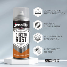 DIRECTORUST Spray Paint | Metallic Gloss | Copper | 12 x 400ml | Multi Surface