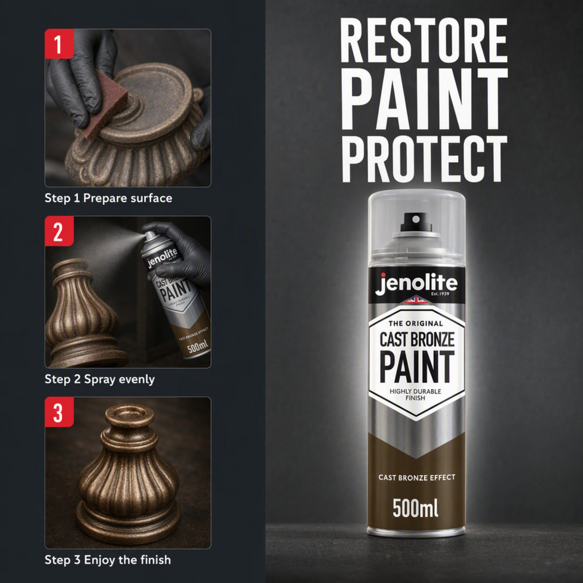 Cast Effect Spray Paint | Iron or Bronze Finish | Multi Surface Spray Paint