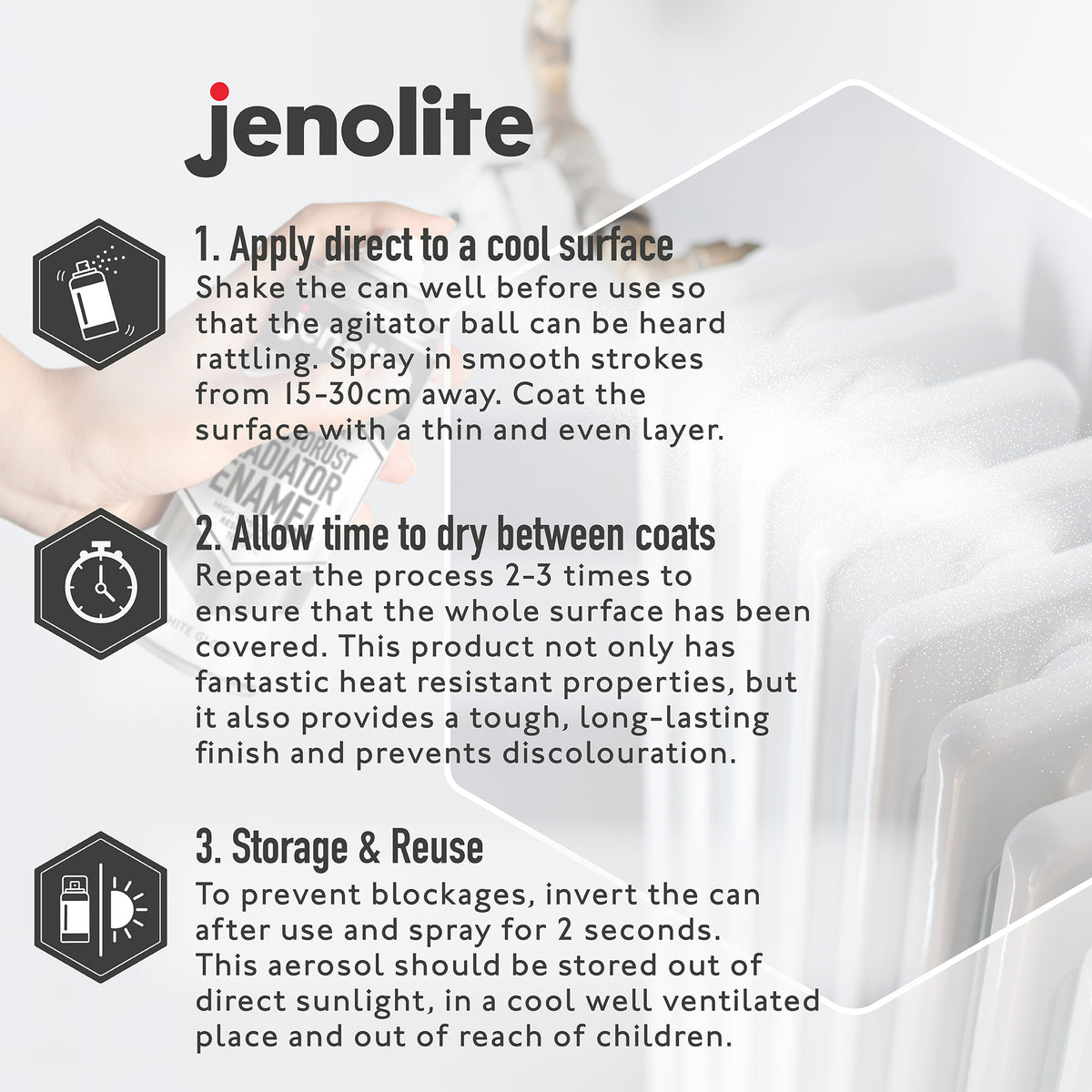 DIRECTORUST Radiator Enamel Paint | Aerosol | Black, Silver, White