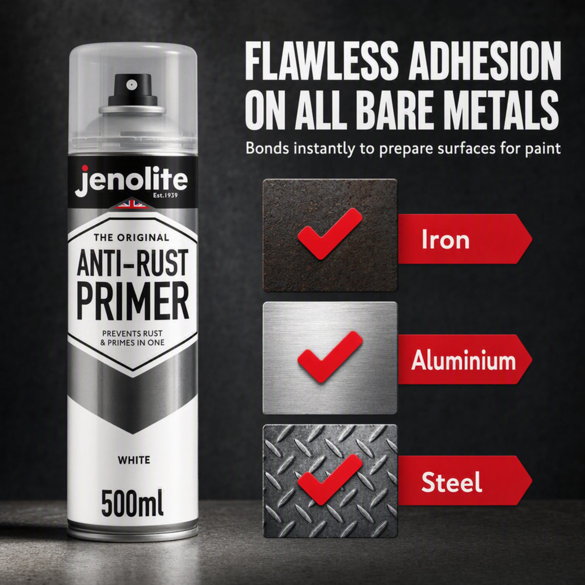 Anti-Rust Primer Spray Paint  - 4 x 500ml  - White - Metal Primer