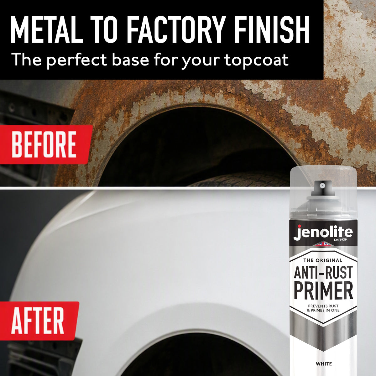 Anti-Rust Primer Spray Paint  - 4 x 500ml  - White - Metal Primer