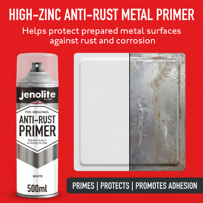 Anti-Rust Primer Spray Paint  - 4 x 500ml  - White - Metal Primer