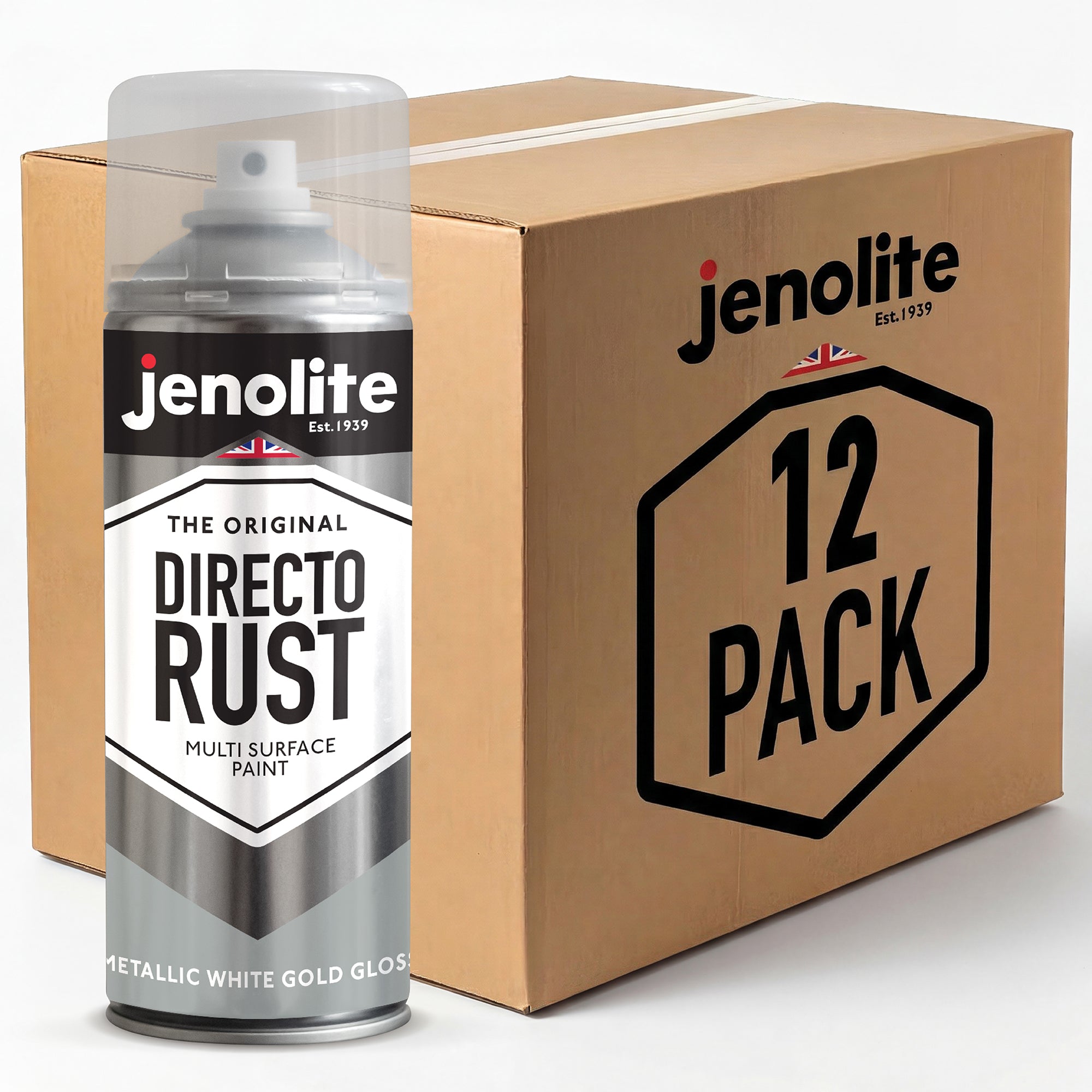 DIRECTORUST Spray Paint | METALLIC GLOSS | White Gold | 12 x 400ml |