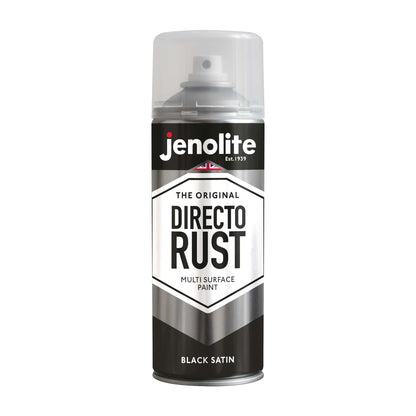 DIRECTORUST Spray Paint | SATIN BLACK | 4 x 500ml | Multi Surface Spray Paint