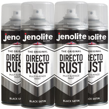DIRECTORUST Spray Paint | SATIN BLACK | 4 x 500ml | Multi Surface Spray Paint