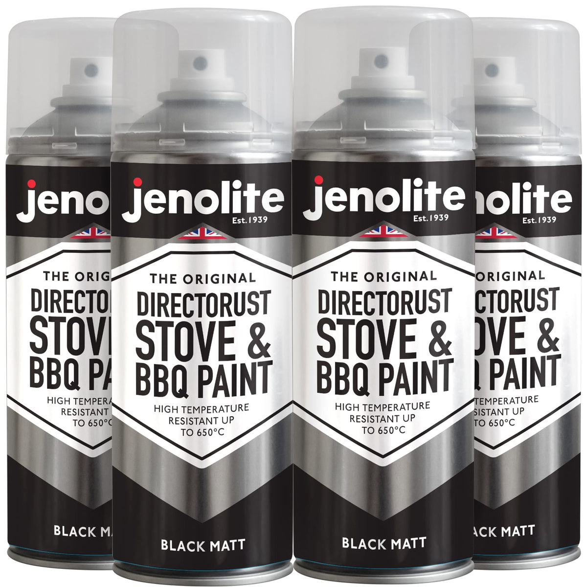DIRECTORUST BBQ & Stove Spray Paint | 4 x 400ml | Black | 650c+