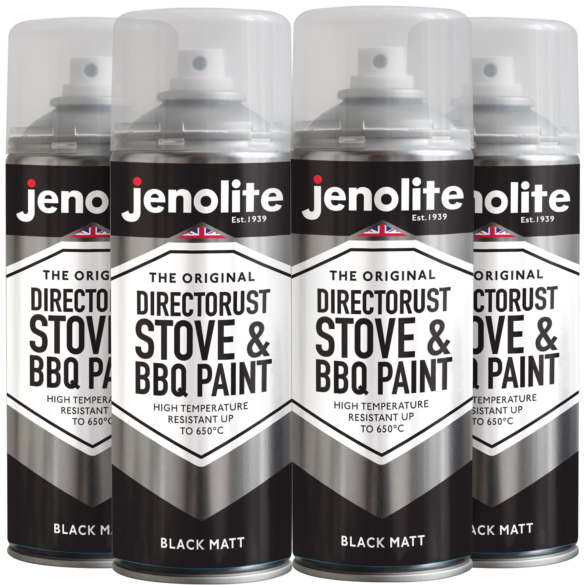 DIRECTORUST BBQ &amp; Stove Spray Paint | 4 x 400ml | Black | 650c+