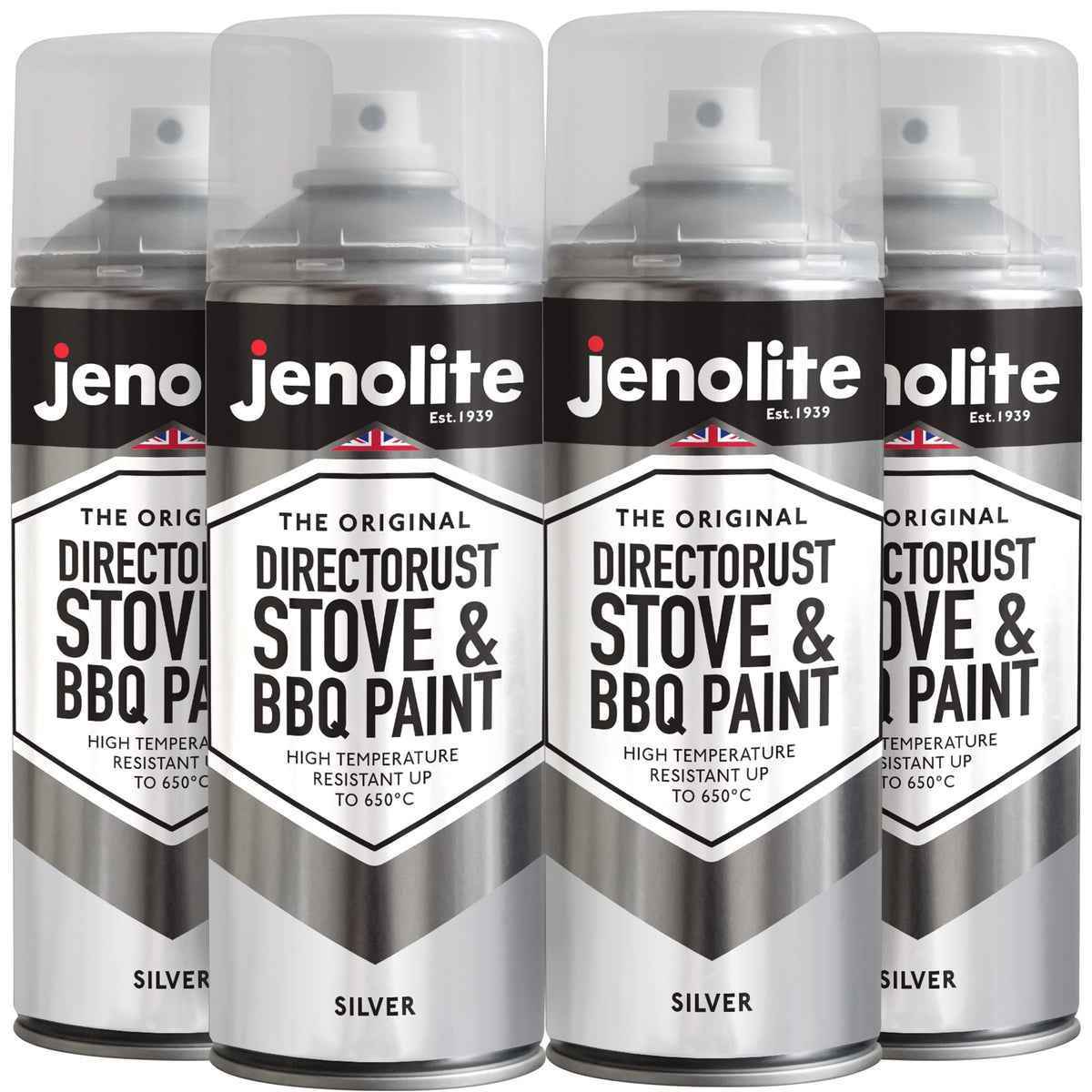DIRECTORUST BBQ & Stove Spray Paint | 4 x 400ml | Silver | 650c+
