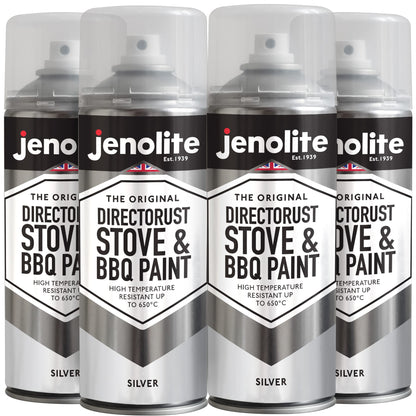 DIRECTORUST BBQ & Stove Spray Paint | 4 x 400ml | Silver | 650c+