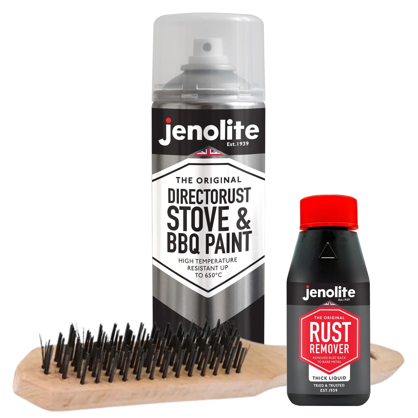 BBQ Restore Kit: Rust Remover, Wire Brush, BBQ Spray Paint