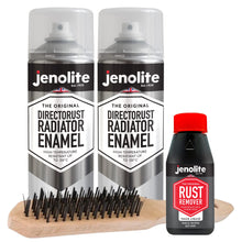Radiator Restoration Kit - 2 x Silver Radiator Paint 400ml, 150ml Thick Liquid Rust Remover & Wire Brush