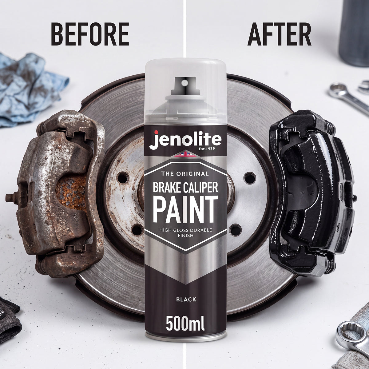 Brake Caliper Spray Paint - Durable High-Gloss Finish, Heat, Corrosion & Weathering Resistant