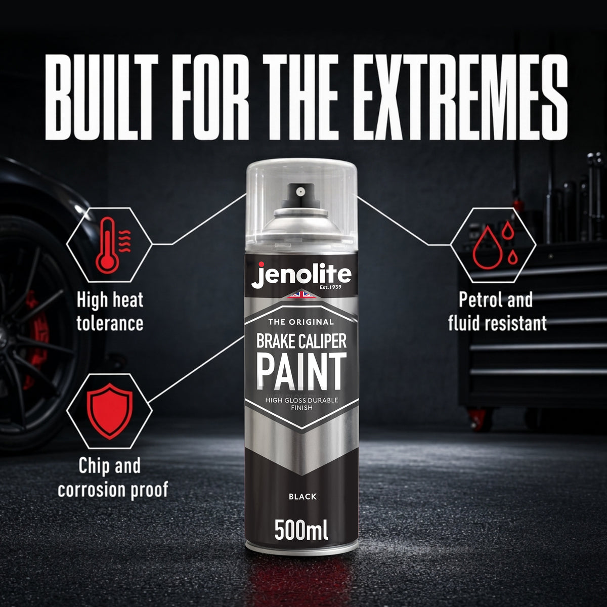 Brake Caliper Spray Paint - Durable High-Gloss Finish, Heat, Corrosion & Weathering Resistant