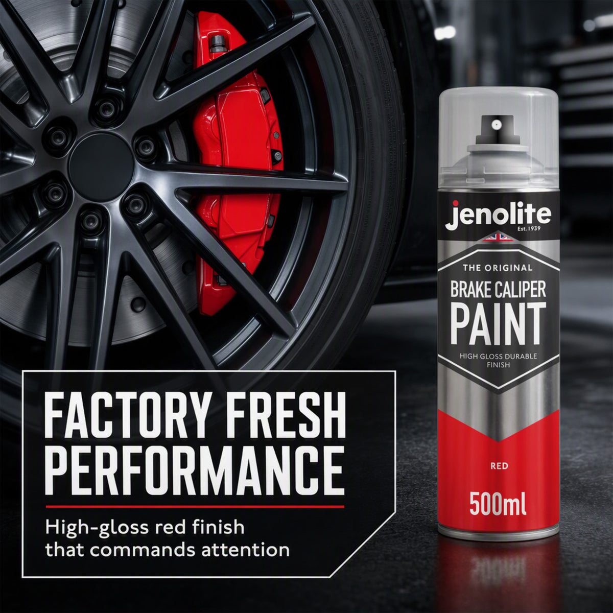Brake Caliper Spray Paint - Durable High-Gloss Finish, Heat, Corrosion & Weathering Resistant