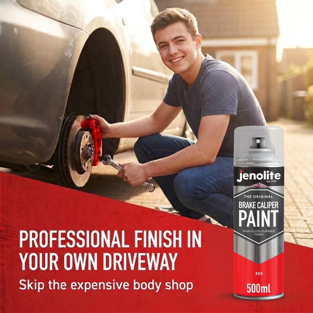 Brake Caliper Spray Paint - Durable High-Gloss Finish, Heat, Corrosion & Weathering Resistant