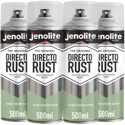 DIRECTORUST Sage Green Satin Spray Paint - 4 x 500ml - Multi Surface