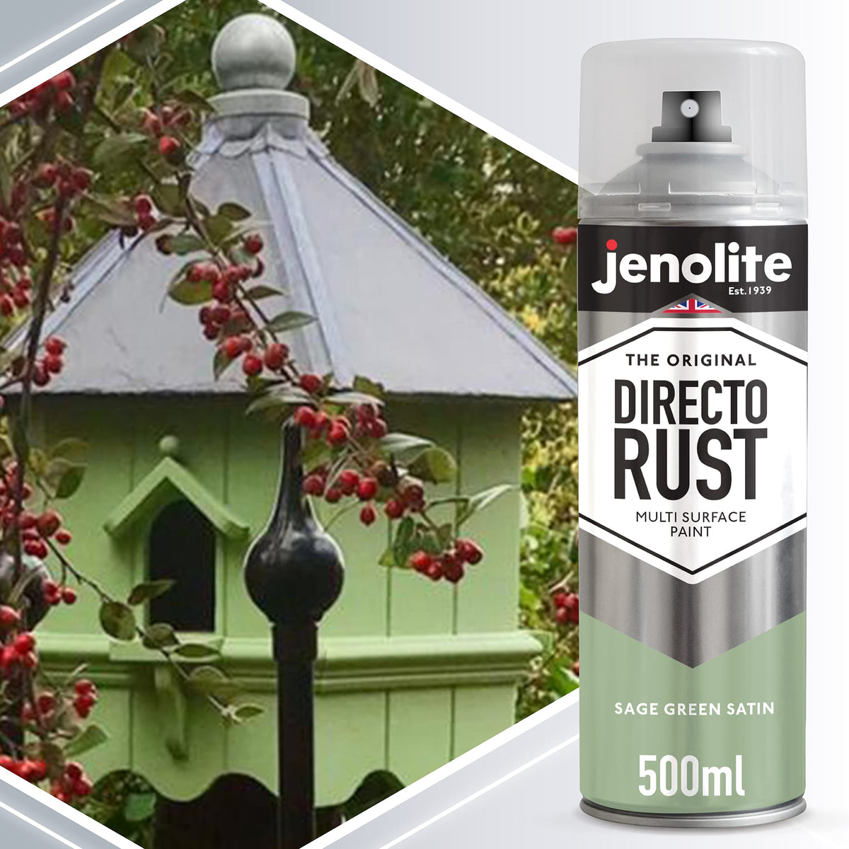 DIRECTORUST Sage Green Satin Spray Paint - 4 x 500ml - Multi Surface