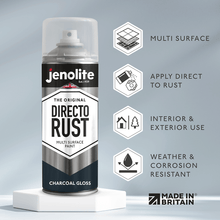 DIRECTORUST Spray Paint | Gloss | Charcoal Grey | 12 x 400ml | RAL 7016
