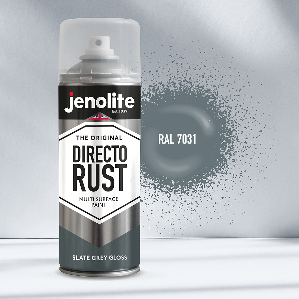 DIRECTORUST Spray Paint | Gloss | Slate Grey | 12 x 400ml | RAL 7031