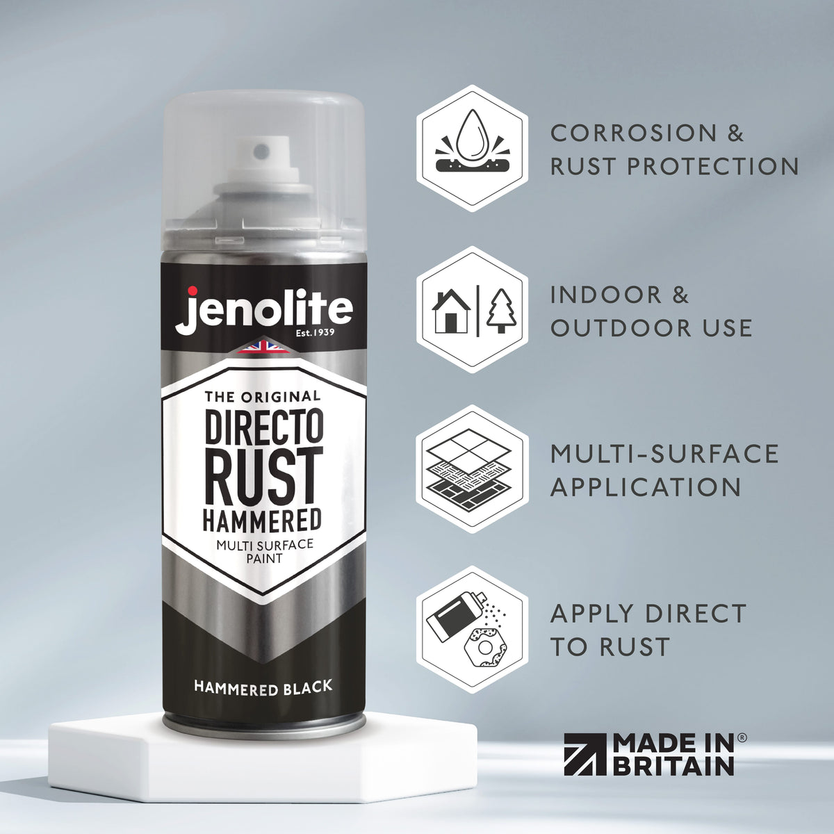 DIRECTORUST Spray Paint | HAMMERED BLACK | 400ml | Multi Surface Spray Paint