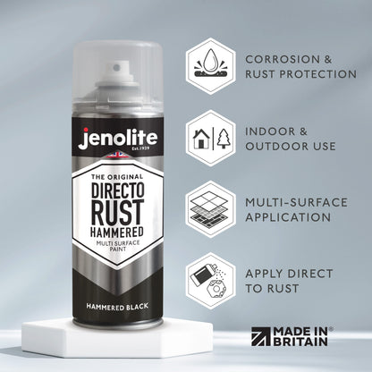 DIRECTORUST Spray Paint | HAMMERED BLACK | 400ml | Multi Surface Spray Paint