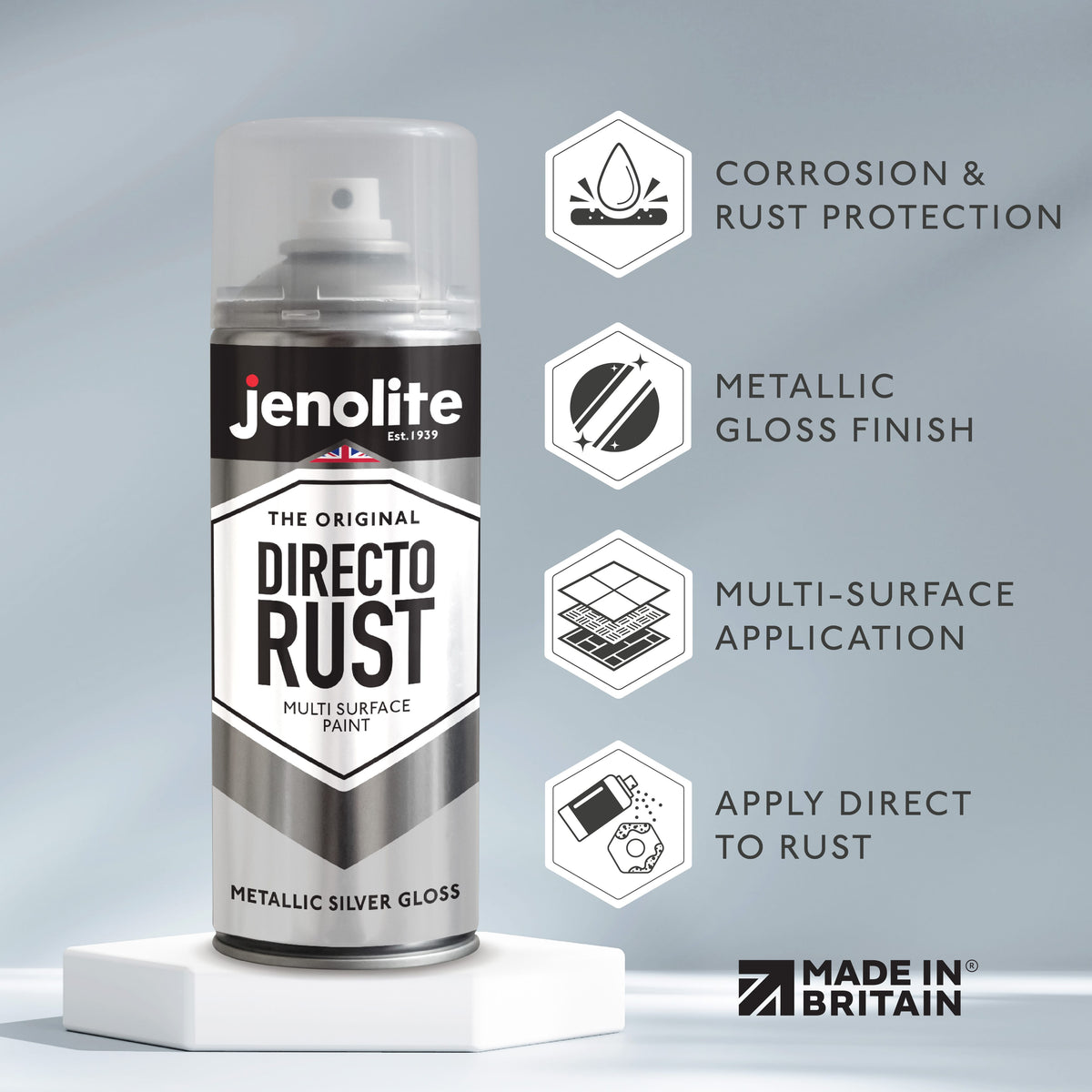 DIRECTORUST Spray Paint | METALLIC GLOSS | 400ml | Multi Surface Spray Paint