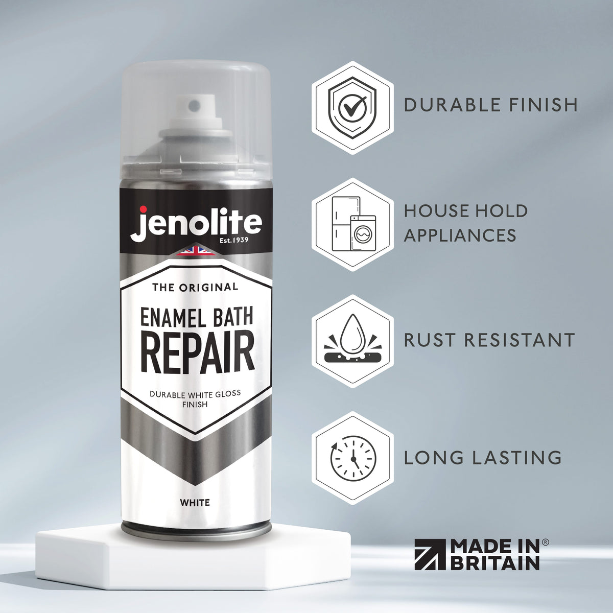 Enamel Bath Repair Spray Paint 500ml - White Gloss Finish - Baths, Sinks & Shower Trays