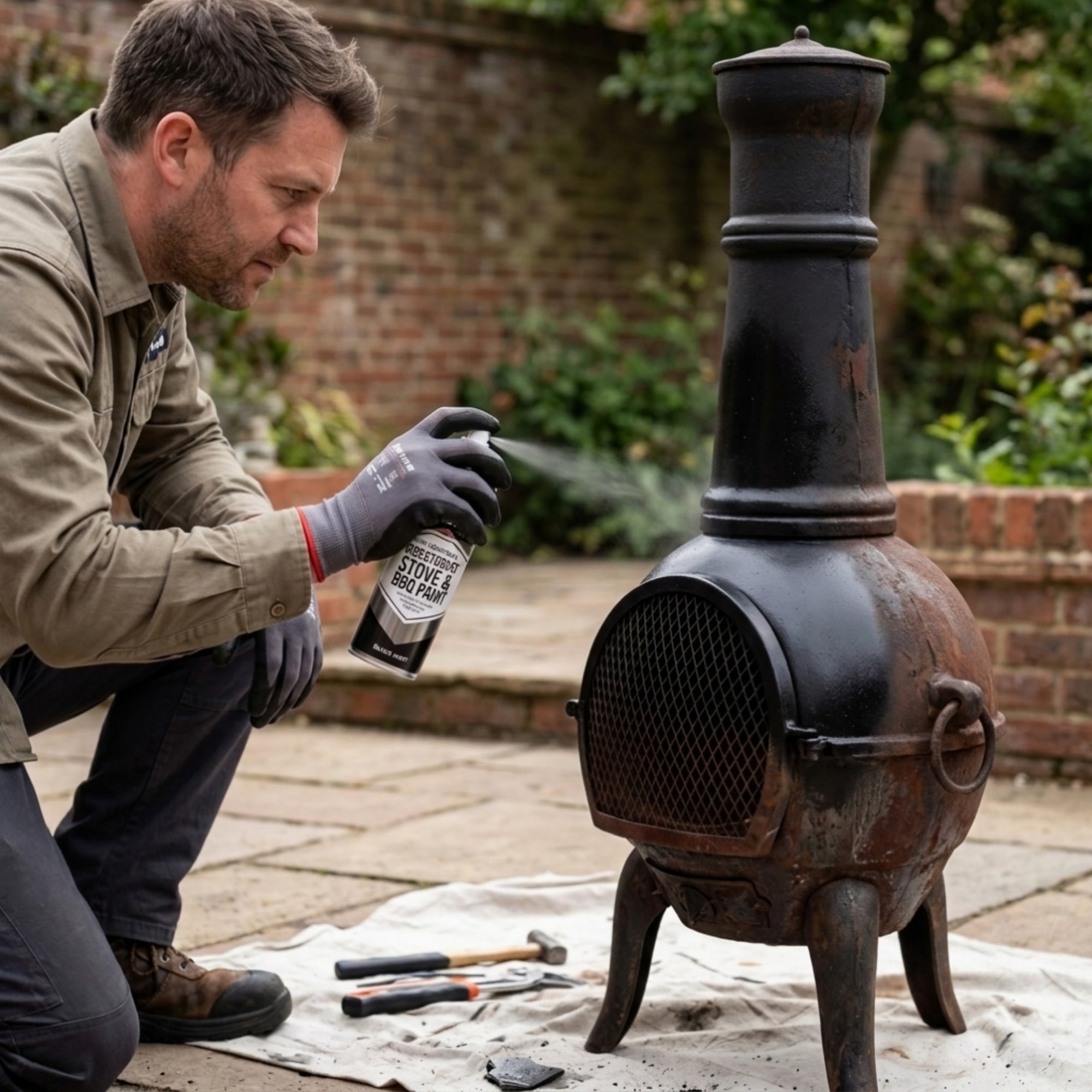 DIRECTORUST BBQ &amp; Stove Spray Paint | 4 x 400ml | Black | 650c+