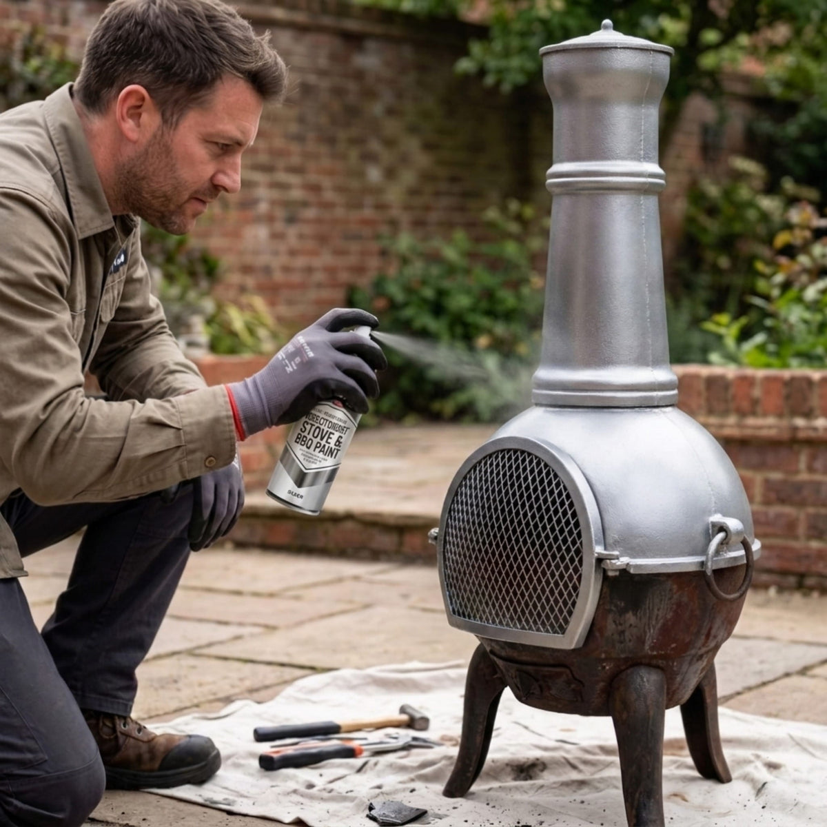 DIRECTORUST BBQ & Stove Spray Paint | 4 x 400ml | Silver | 650c+