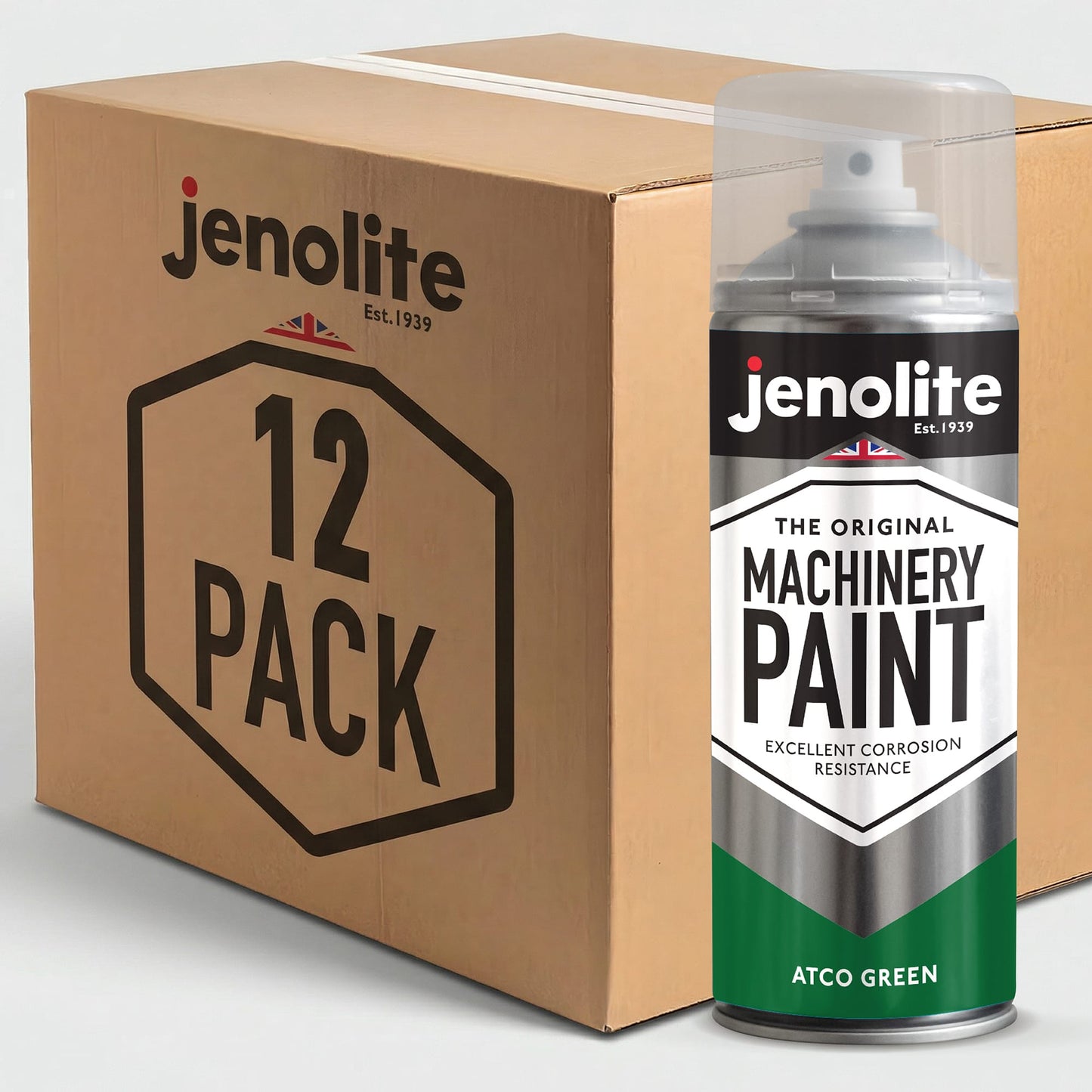 Atco Green Machinery & Lawnmower Spray Paint | 12 x 400ml Aerosol