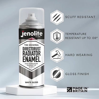 DIRECTORUST Radiator Enamel Paint | Aerosol | Black, Silver, White