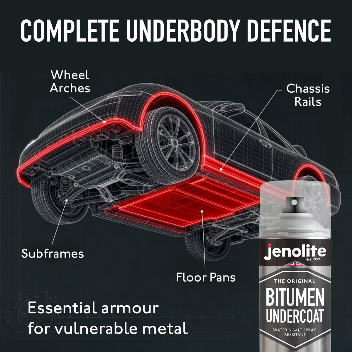 Bitumen Undercoat Anti-Corrosion Spray Paint | 500ml | Black