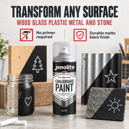 Chalkboard Paint 400ml Aerosol Spray or 500ml Tin - Black Matt Blackboard Finish