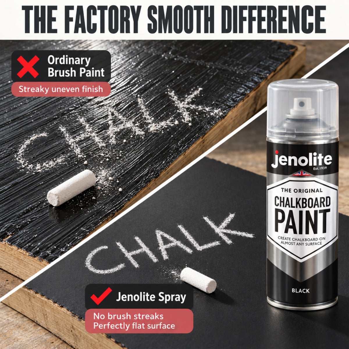 Chalkboard Paint 400ml Aerosol Spray or 500ml Tin - Black Matt Blackboard Finish