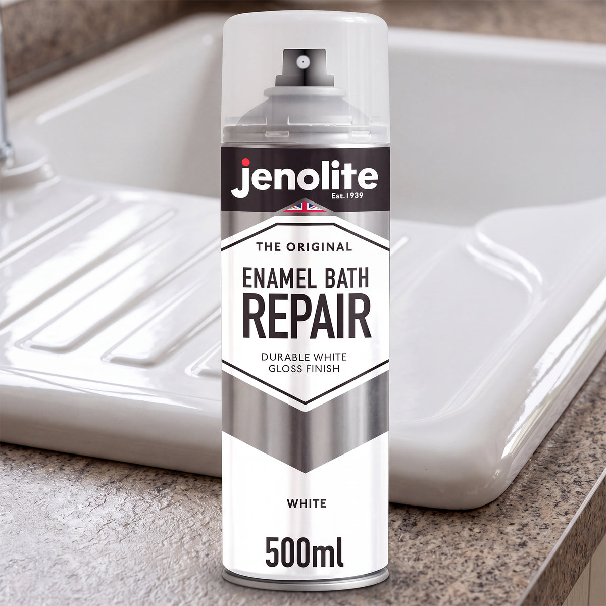 Enamel Bath Repair Spray Paint 500ml - White Gloss Finish - Baths, Sinks & Shower Trays