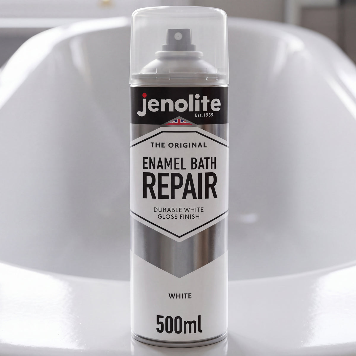Enamel Bath Repair Spray Paint 500ml - White Gloss Finish - Baths, Sinks & Shower Trays