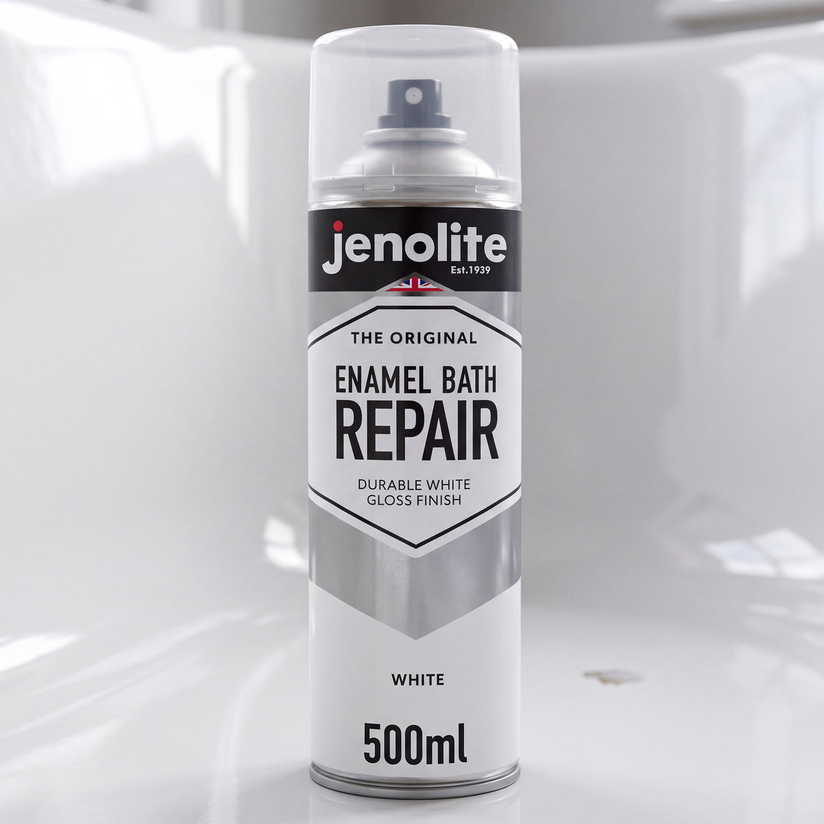 Enamel Bath Repair Spray Paint 500ml - White Gloss Finish - Baths, Sinks & Shower Trays