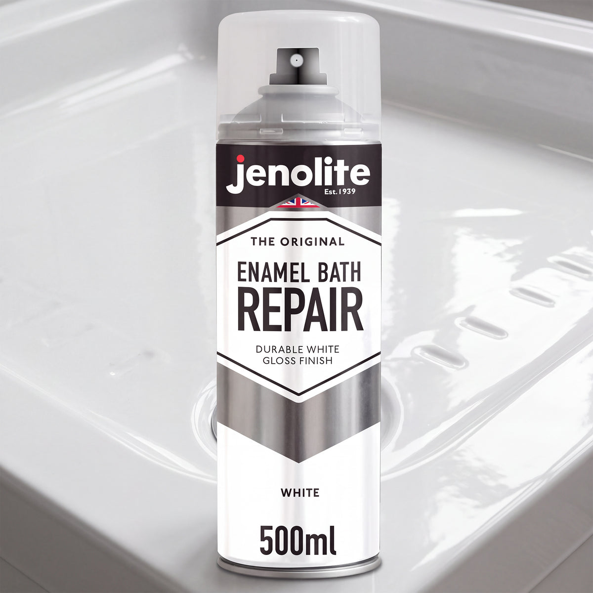 Enamel Bath Repair Spray Paint 500ml - White Gloss Finish - Baths, Sinks & Shower Trays